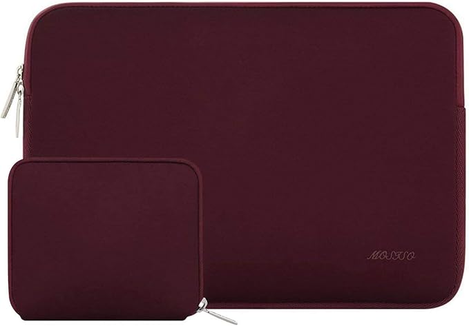 MOSISO Laptop Case 13.3 inch, 13-13.3 inch Laptop Sleeve Bag Compatible with MacBook Air/Pro 13 / Pro 14, HP Dell ASUS Lenovo Notebook, Neoprene Computer Sleeve Bag with Small Case, Wine Red