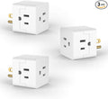 POWERCORDS 3 Power Blocks Outlet Splitter, 3 Pack, Grounded Wall Tap, 3-Prong Plug Adapter AC Multi Plug Wall Outlet, Power Splitter, Cruise Essentials, for Home Office School Dorm, UL Listed, White