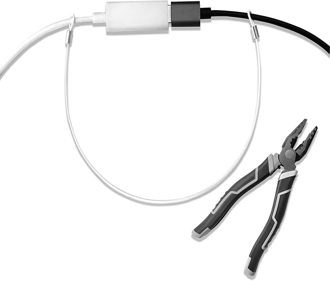 Cable Tethers 20 Pack with Crimping Tool (12 Inches, White Color), Adjustable Security Cable Look, Universal DIY Adapter Tethering Ties Kit for Computer Cord, Pre-Assembled, Tamper-Resistant