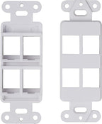 10 Pack Keystone Wall Plate 4 Port, White Decorator Insert Cover for Ethernet, HDMI, Coax, Cat6 Cat5, RJ45, Home & Office Installations