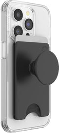 PopSockets Phone Wallet with Expanding Kickstand, Phone Card Holder - Black