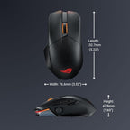 ASUS ROG Chakram X Origin Gaming Mouse, Tri-Mode connectivity (2.4GHz RF, Bluetooth, Wired), 36000 DPI Sensor, 11 programmable Buttons, Detachable Joystick, Paracord Cable, Black