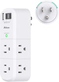 PD20W USB Outlet Extender Surge Protector - with Rotating Plug, 6 AC Multi Plug and 3 USB Ports (2 C), 3-Sided Swivel Power Strip Spaced Splitter for Home, Office, Travel