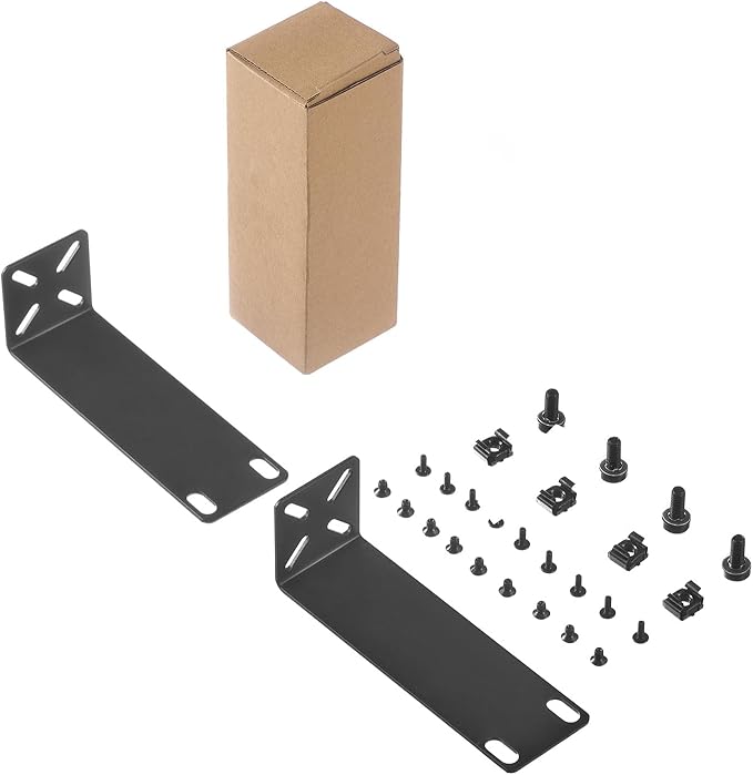 Rack Mount Kit for 8.7 inch Switches, Adjustable Rack Ears for Netgear, Cisco, D-Link, TRENDnet and HP Products, Mount 8.7" Wide to 19" Equipment, Adjustable Hole Distance 14-30mm