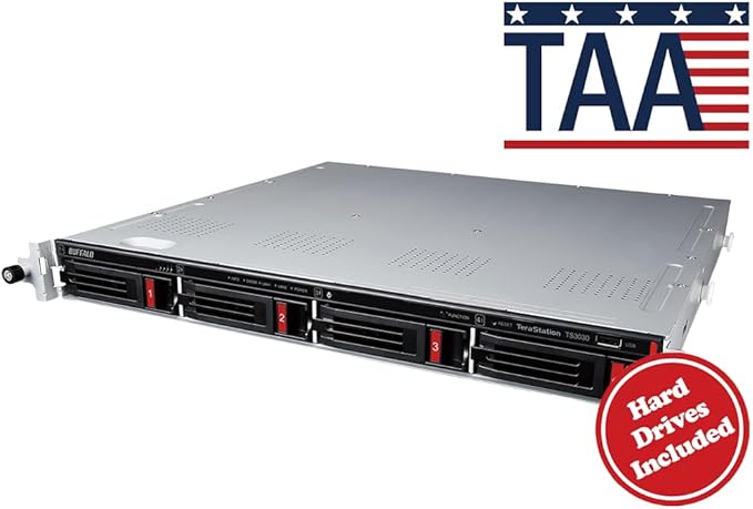BUFFALO TeraStation 3430RN 4-Bay 8TB (2x4TB) Rackmount Small-Med Business NAS w/Hard Drives Included