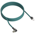 Alvin's Cables M12 X-Code 8 Pin Male to RJ45 Ethernet Cable for Cognex Keyence Camera, High-Flex Cat6a Cable for Industrial Automation, Fieldbus Module, Robotics, Right Angle 6.6ft/2m Green
