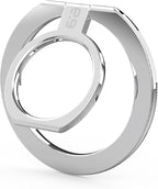 PureGear Magnetic Phone Grip Ring Stand, Magnetic Phone Ring Holder for MagSafe iPhone 16, 16Pro, 16Plus, 16ProMax, 15, 15Plus, 14, 14Pro, 14Pro Max, 13, 12, Adjustable Kickstand (Chrome Silver)