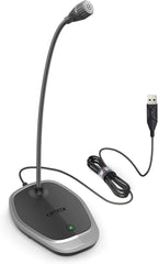 CMTECK USB Computer Microphone, Plug &Play Desktop Omnidirectional Condenser PC Laptop Mic, Mute Button with LED Indicator, Compatible with Windows/Mac, Ideal for YouTube, Skype, Recording (Gray)