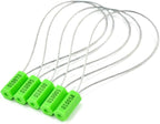 Leadseals(R) 100 Security Cable Seals Numbered Security Tags Tamper Proof Tags Pull Tight Steel Wire Seals for Truck, Trailers, Cargo, Containers, Vans, Oil Tank, Milk Vehicle (Green, Pack of 100pcs)