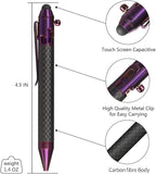 Cool Hand 4.9'' Carbon Fiber Bolt Action Pen with Retractable Stylus Tip for Any Touch Screen, Ballpoint Ink Refillable, Compact Size, Skelton Out Deep Pocket Clip (Carbon Fiber Purple)