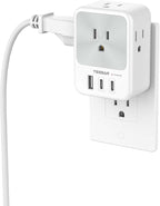 Multi Plug Wall Outlet Splitter, TESSAN Surge Protector 4 Outlet Extender with 3 USB Charger Blocks(2 USB C), 3-Sided Multiple Plug Expander for Home Office Dorm Room School Essentials
