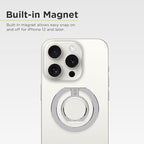 PureGear Magnetic Phone Grip Ring Stand, Magnetic Phone Ring Holder for MagSafe iPhone 16, 16Pro, 16Plus, 16ProMax, 15, 15Plus, 14, 14Pro, 14Pro Max, 13, 12, Adjustable Kickstand (Chrome Silver)