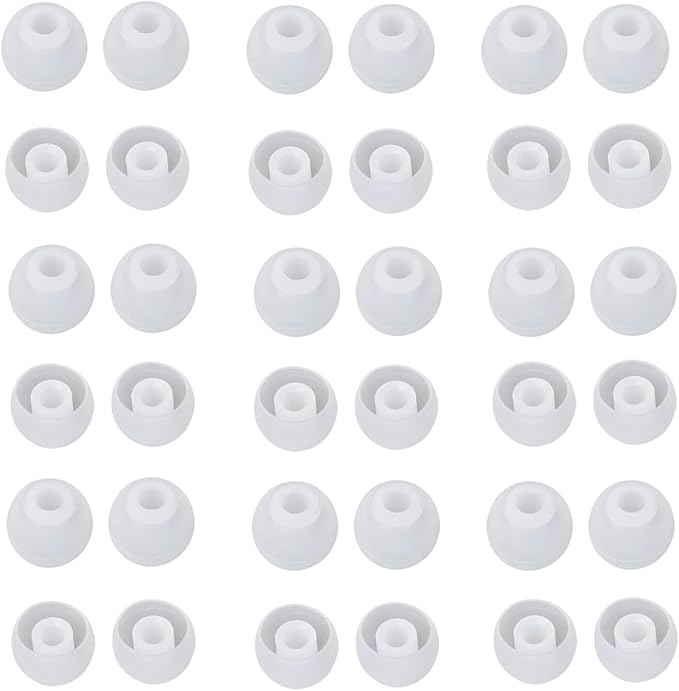 36 Pieces Medium Earbud Tips Soft and Comfortable Ear Bud Replacement Pieces Silicone Fit Most in-Ear Headphones，Inner Hole 3.8mm -5.5mm，Medium Clear White Replacement Eartips