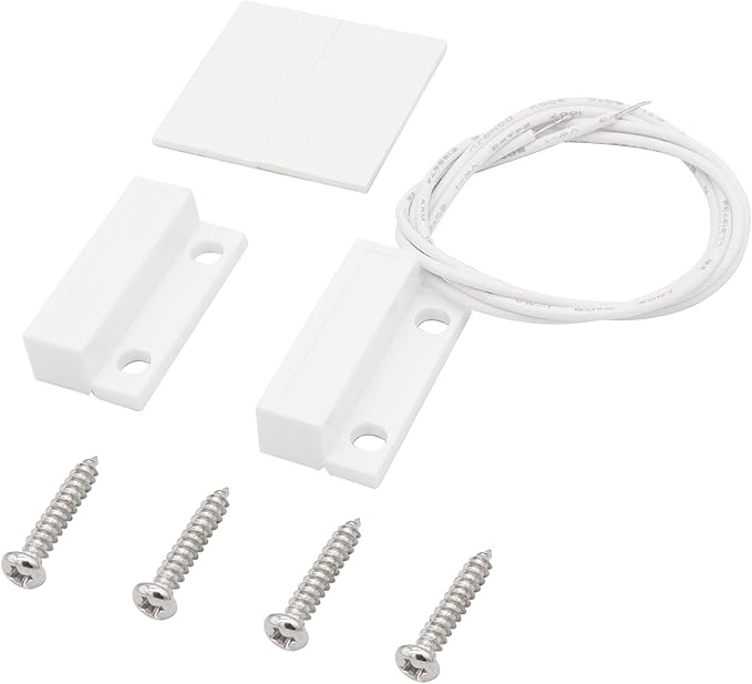 Magnetic Reed Switch Wired Surface Mount Normally Closed NC Contact Sensor Alarm Magnetic Door Switch with 2 Wires, ABS, MC-38