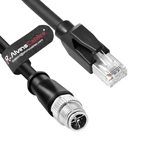 Alvin's Cables M12 X Coded 8 Pin Male to RJ45 Shielded Ethernet Cable M12 8 Position Cat6a Cable for Cognex Industrial Camera 20M/65.6ft