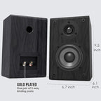LONPOO Passive Bookshelf Speakers, 75W x 2 Classic Wooden Near Field Monitors with 4-Inch Carbon Fiber Woofer &1-Inch Silk Domed Tweeter 2-Way Loudspeakers,Amplifier Required (Not Inlcuded)