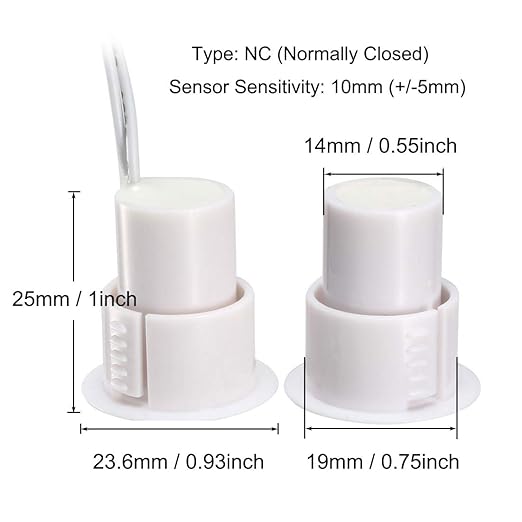 Magnetic Reed Switch RC-36 NC Recessed Wired Window Door Contact Sensor for Home Security and Burglar Alarm Systems 10 Pcs