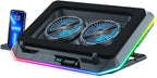 RGB Gaming Laptop Cooling Pad with Two Turbo Fan, Rapid Cooling for 15.6-19.3" Laptops, Variable Speed Control, 6 Adjustable Heights A5