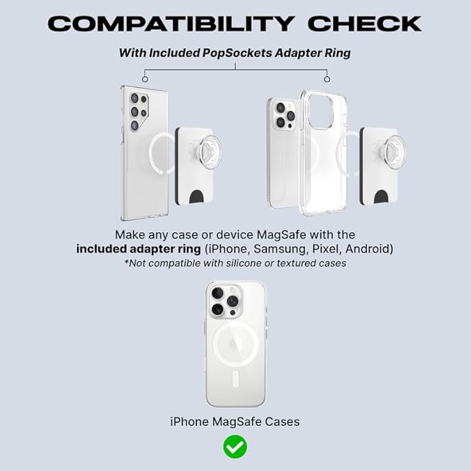 PopSockets Phone Wallet with Expanding Grip and Adapter Ring for MagSafe, Phone Card Holder, Wireless Charging Compatible, Wallet Compatible with MagSafe - Fatigue