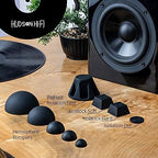 Speaker Isolation Feet – 16-Pack 1" Platinum Silicone Dots by Hudson Hi-Fi – Non-Adhesive, Non-Skid Anti-Vibration Pads for Turntables, Subwoofers, Audio Equipment – 20 Duro