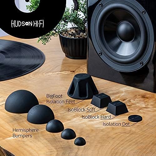 Speaker Isolation Feet – 16-Pack 1" Platinum Silicone Dots by Hudson Hi-Fi – Non-Adhesive, Non-Skid Anti-Vibration Pads for Turntables, Subwoofers, Audio Equipment – 20 Duro