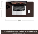 YSAGi Non-Slip Leather Desk Pad, Waterproof Laptop Computer Desk Keyboard Mat, Table Protector Blotter Mat, Large Mouse Pad for Office/Work/Home/Decor(Dark Brown, 23.6" x 13.7")