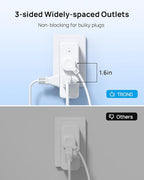 TROND Outlet Extender Surge Protector, 6 AC Outlet Splitter with Rotating Plug 360, Multi Plug Adapter with PD 20W USB C, 1440J, 2 USB-A & 2 USB-C, 3 Way Wall Extension Outlet for Home Office Travel