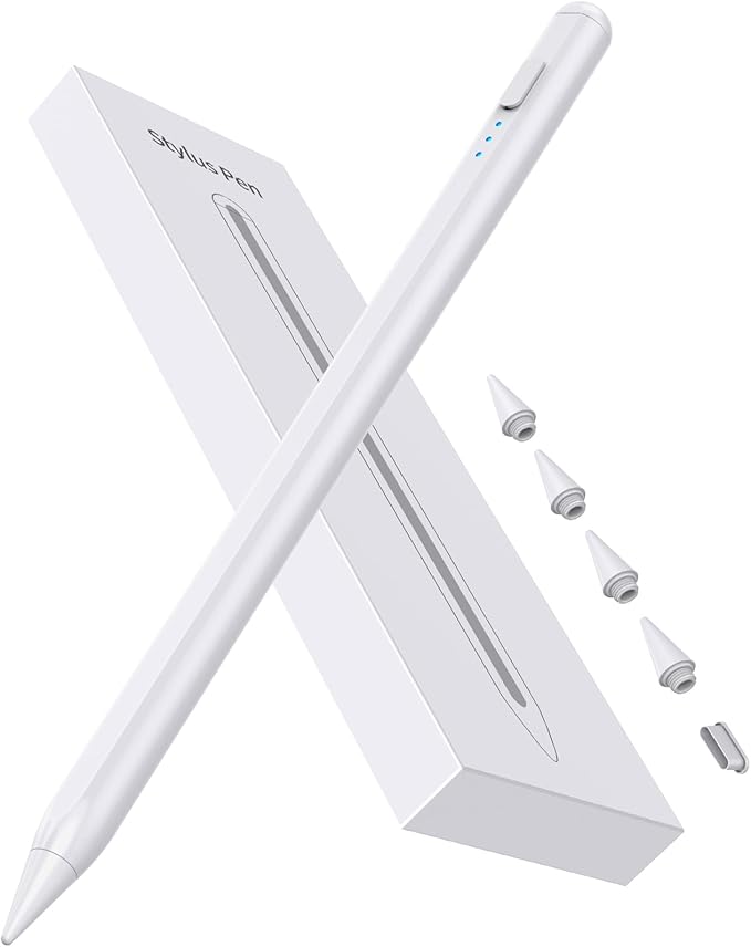 Stylus Pen for iPad 2018-2025, 15Mins Fast Charge for Apple Pencil, Palm Rejection, Compatible with iPad 10/9/8/7/6, iPad Pro 12.9"/11"/13" M4, iPad mini 6/5, iPad Air 5/4/3/11"-13" M2
