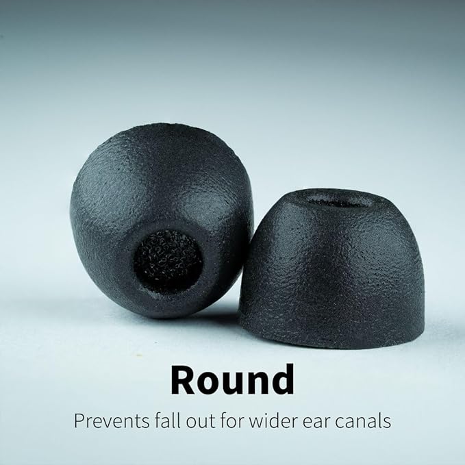 Comply 100 Core Series | Memory Foam Replacement IEM Ear Tips for Etymotic, Westone, Klipsch & More | Superior Noise Isolation, Ultimate Comfort, Secure Fit | Round, Black, Medium (3 Pairs)