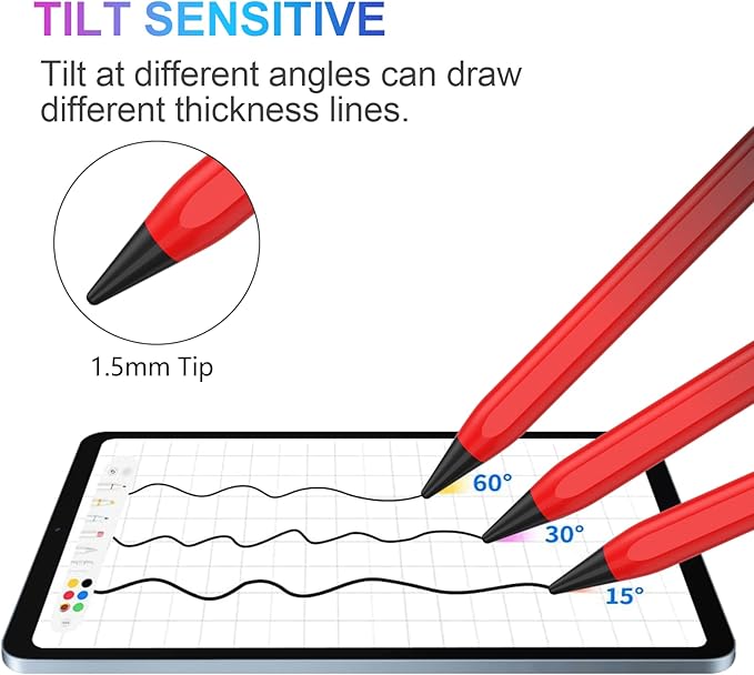 Stylus Pen for iPad 2018-2023 with Palm Rejection, Active Pencil for iPad 10th/9th/8th/7th/6th Gen, for iPad Pro 11/12.9 inch, for iPad Air 5th/4th/3th Gen, for iPad Mini 6th/5th Gen (Black and Red)