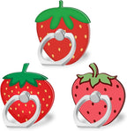 Bonoma Cute Phone Ring Holder with Strawberry Design, 3 Pack Universal Finger Ring Stand Grip Kickstand Ring, 360° Rotation Universal Stylish Stand Compatible with All Smartphones