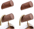 Wood Wall Hooks, 4 Pack Coat Hooks Wall Mounted, Rustic Wooden Heavy Duty Robe Hook Hat Rack, Hooks for Hanging Bathroom Towels Clothes Hanger (Walnut Wood)