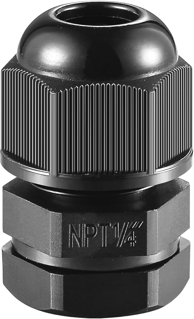 50 PCS 1/4"(4-8mm) NPT Nylon Cable Gland Joints with Gaskets, IP68 Adjustable Lock Nut Strain Relief Cord Grip Waterproof Cable Glands - UL Listed and RoHS Compliant