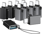 USB C to USB Adapter 10 Pack,USB C to USB A Adapter,Type C to USB Converter,USBC Adapters for MacBook,iMac,iPad,Samsung Galaxy S20+,Black and Grey