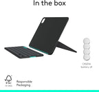 Logitech Flip Folio, Keyboard Case for iPad Pro 11-inch (M4) & iPad Air 11-inch (M2 & M3)(5th Gen - 2024) - Protective & Stowable Bluetooth Keyboard Case, Multi-Device - Midnight Black