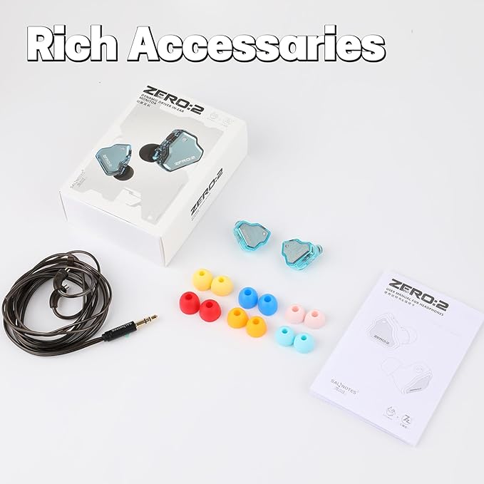 Linsoul 7Hz x Crinacle Zero:2 in Ear Monitor, Updated 10mm Dynamic Driver IEM, Wired Earbuds Earphones, Gaming Earbuds, with OFC IEM Cable for Musician (Blue)