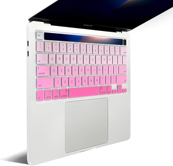 Allinside Keyboard Cover Skin for 2020 MacBook Pro 13 inch A2338 M1 A2251 A2289 and 2019 MacBook Pro 16 inch A2141 with Touch Bar & Touch ID, Ombre Pink