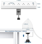 Jgstkcity Desk Clamp Power Strip USB C,40W Total Fast Charging Station,4 PD 20W USB C Ports,Desk Edge Mount Surge Protector,5 Outlets,Fit 1.96" Tabletop Edge,ETL Listed,White