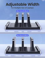 Vaydeer Vertical Laptop Stand for Desk, Dual Slots Plastic Laptop Holder with Space Saving 4-in-1 Design, Adjustable Laptop Stand Supports MacBook, Chromebook, Surface, Dell