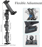 OHLPRO Heavy Duty Drill Base Tablet Mount Holder, 360° Adjustable iPad Mount Truck Dashboard, 3-Stage Stand for 5-13" iPad Pro Air Mini Galaxy Tab Switch, Tablet Vehicle for Car Wall Desk