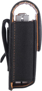 Universal Phone Holster Phone Pouch Case Belt Clip Belt Loops Card Slot Faux Leather for Man for Samsung Galaxy Z Flip 5/4/3 Motorola Razr Plus Razr+ 2023 (Black&Yellow, XS(3.7"x3.1"x1.1"))