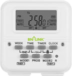BN-LINK Digital Timer Outlet 7 Day Programmable Digital Outlet Timer with 2 Independent Outlets 3-Prong Mini Indoor Easy Set Stackable Plug-in for Lights Lamps Fans Accurate 8A/1000W 1/3HP