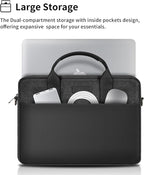 WIWU 14 Inch Laptop Bag for Men Women, Water-Resistant Laptop Case with Shoulder Strap Messenger Work Bag for Business Travel Compatible with MacBook Air Pro/Dell XPS/HP Envy/Microsoft Surface(Black)