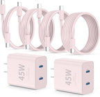 Super Fast Samsung Charger Type C,45W Dual Port USB C Fast Charger Block [2-Pack] & Extra Long 60W 3/6/6/10FT USB C Cable - PD Quick Charging 3.0 for Samsung Galaxy S25 Ultra/S24+/S23 iPhone 16