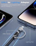 MoKo USB C to Lightning Adapter 4 Pack, Not for Audio/OTG, Lightning Male to USB C Female Adapter for iPhone 14/13/12/11/X Series, iPad/AirPods, Charging & Data Sync, with Anti-Lost Loop, Gray