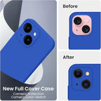 FireNova Designed for iPhone 15 Case, Silicone Upgraded [Camera Protection] Phone Case with [2 Screen Protectors], Soft Anti-Scratch Microfiber Lining Inside, 6.1 inch, Klein Blue