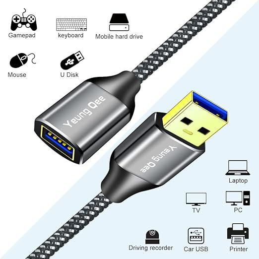 USB 3.0 Extension Cable 10 ft,5Gbps High Speed USB 3.0 Type A Male to Female Extension Cord,USB Extension Lead Compatible with USB Flash Drive, Hard Drive, Card Reader,Scanner,Keyboard (10FT)