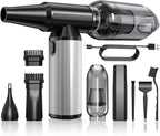 BOBYE Electric Compressed Air Duster & Keyboard Cleaner, 2-in-1 Blower & Vacuum with 180W Brushless Motor, 6000mAh Battery, 3-Gear Adjustable for Computers, Cars, Furniture, and Outdoor Cleaning