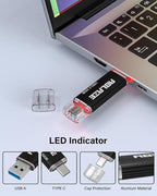 ABLAZE Type C Flash Drive 32GB, Dual USB 3.0+ USB C Flash Drive Compatible with iPhone 16/15,Android Smartphone,Computer,Tablet Mac Laptop