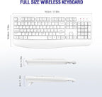 Wireless Keyboard, 2.4G Full-Sized Ergonomic Wireless Computer Keyboard with Wrist Rest for Windows, Mac OS Laptop/PC/Desktop/Notebook (White)